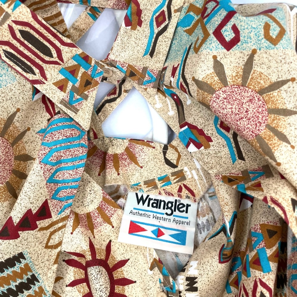 Vintage Wrangler aztec print crop shirt top Size L‎ western cowgirl rodeo - Picture 7 of 8